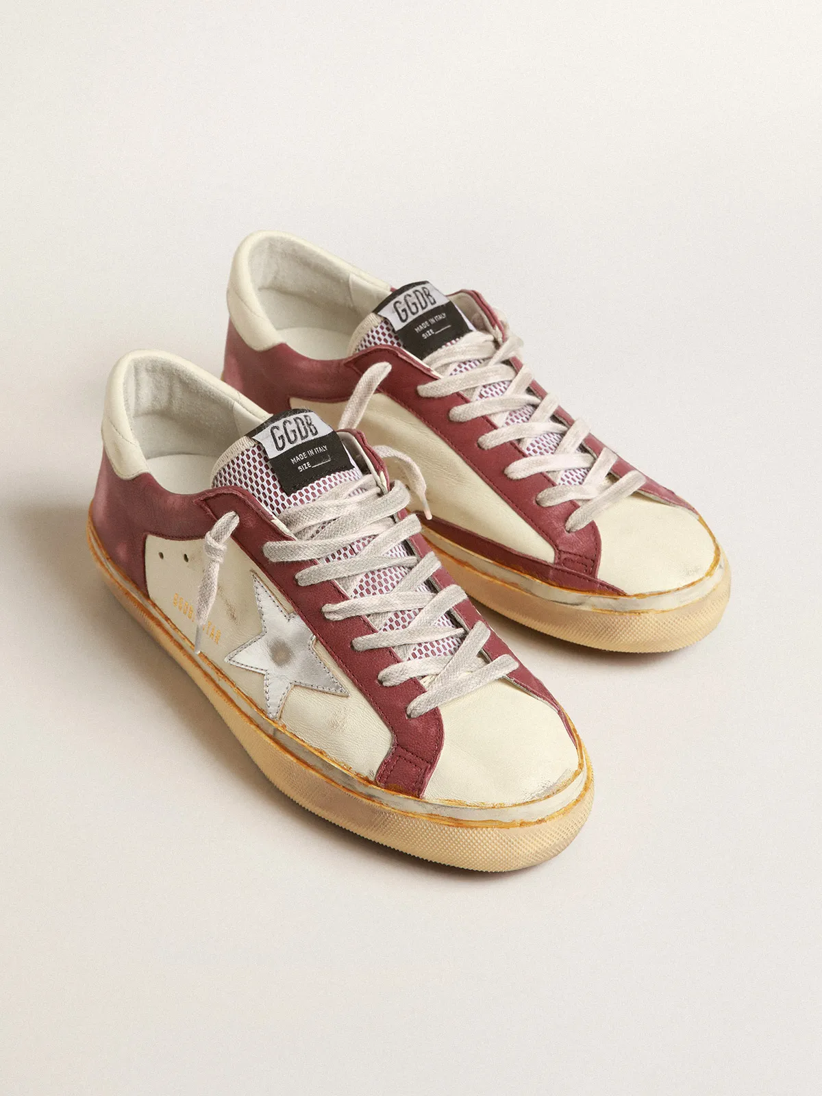 Super-Star in nappa leather with burgundy inserts and silver star